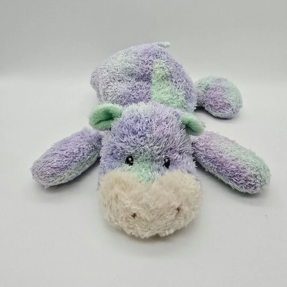 Vintage Baby Gund Speckles Hippo Plush Lavender Purple Mint Green 9